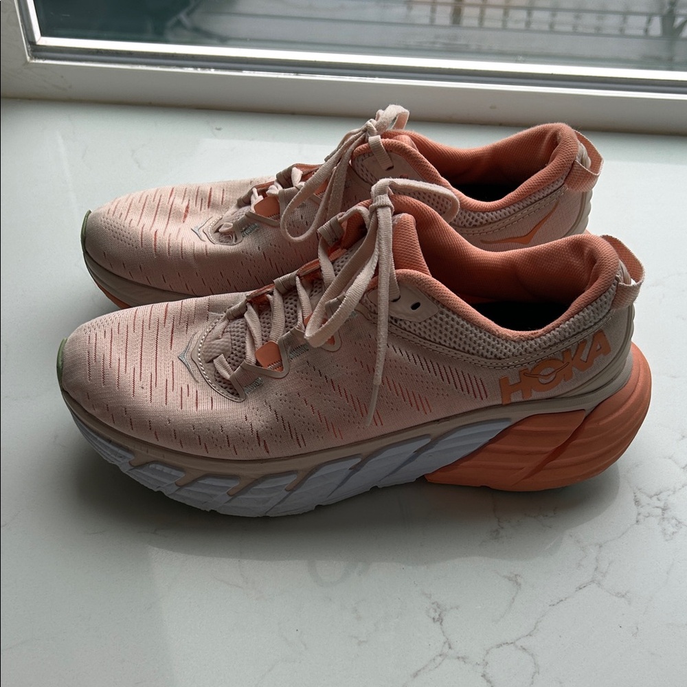 Hoka Women's Peach/Coral Cushioned Running Sneakers